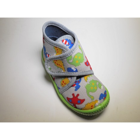 Legero Pantofola Bambino Velcro Grigio disegni multicolor